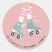 Roller Skating Birthday Party Ronde Sticker (Voorkant)