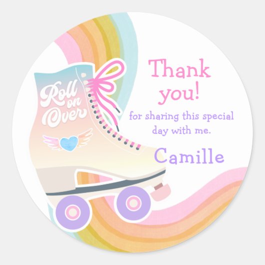 Roller Skating Birthday Ronde Sticker (Voorkant)