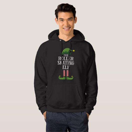 Roller Skating Elf Matching Family Kerstpajam Hoodie (Voorkant volledig)