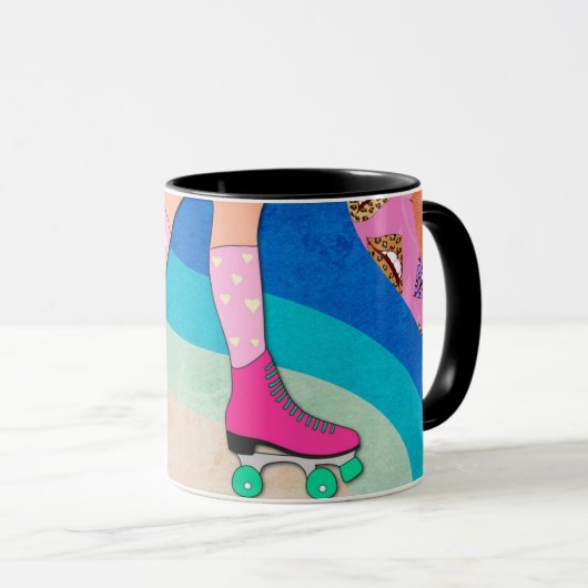 Roller Skating Fun 1980s Style Mug (Devant droit)