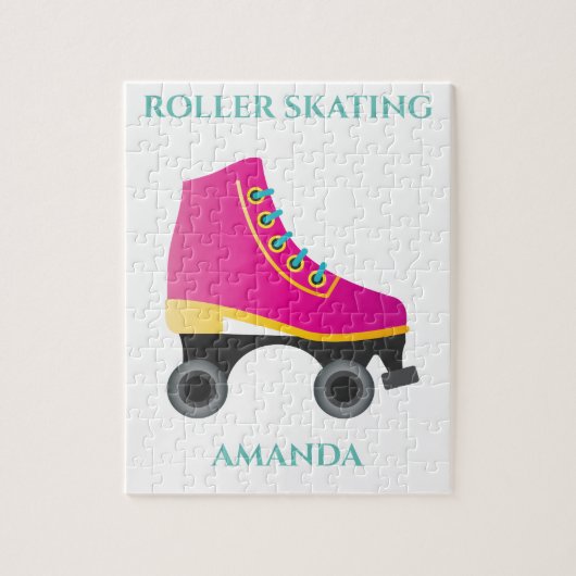 Roller skating girl puzzel met de naam van het kin (Verticaal)