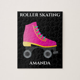 Roller skating girl puzzel met de naam van het kin