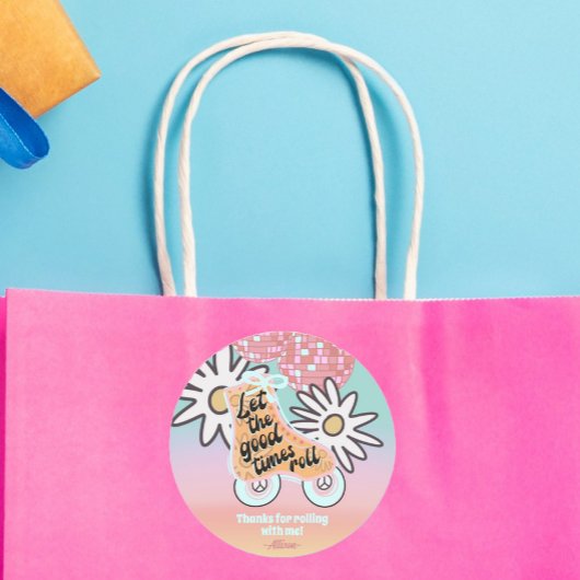 Roller Skating Girls Birthday Ronde Sticker