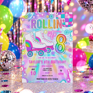 Roller Skating Neon Glow 8e Verjaardagsfeestje Kaart