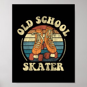 Roller Skating Old School Skater 1970S Retro Poster