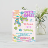 Roller Skating Retro Glitter Hippie Birthday Kaart (Staand voorkant)