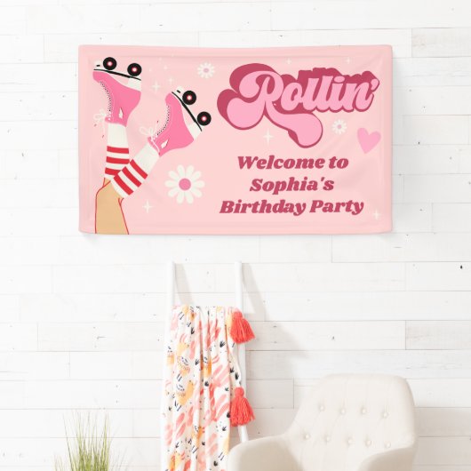 Roller Ski Anniversaire fête Vinyl Bannière (En situation)