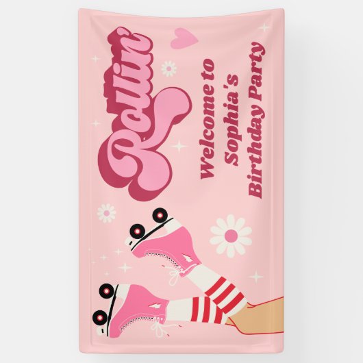 Roller Ski Anniversaire fête Vinyl Bannière (Vertical)