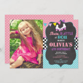 Roller Sking Anniversaire fête photo invitation (Devant / Derrière)