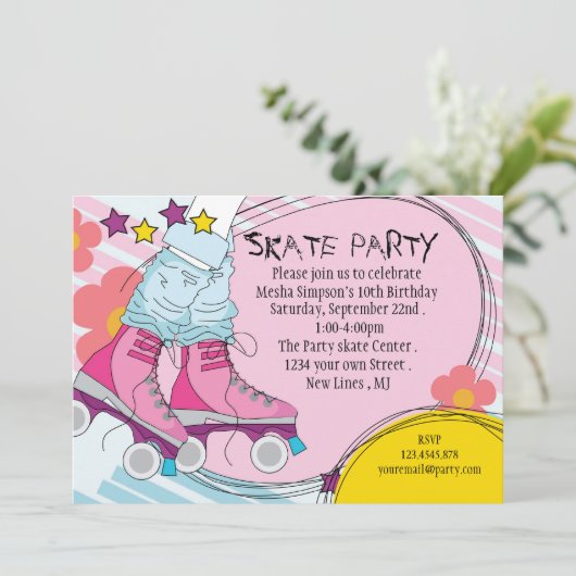 Roller Sking invitation fête d'anniversaire (Debout devant)