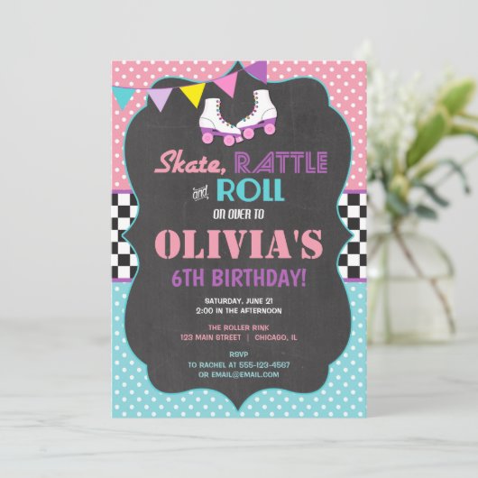 Roller Sking Invitation fête d'anniversaire (Debout devant)