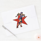 rollergierl jammer ronde sticker (Envelop)