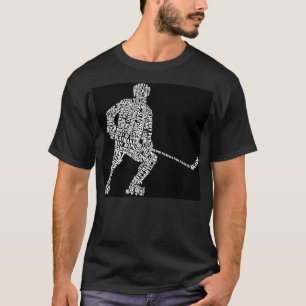 Rollerhockey Player Word Art, inline Hockey Typog T-shirt