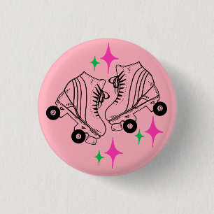 Rollers Schaatsen Derby Skating roze Birthday Part Ronde Button 3,2 Cm