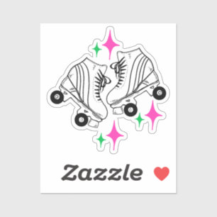 Rollers Schaatsen Derby Skating roze Birthday Part Sticker