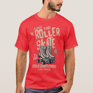 Rollers schaatsen in het klassieke wereldkampioens t-shirt