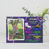 Rollers verjaardagsuitnodiging voor de foto van jo kaart (Staand voorkant)