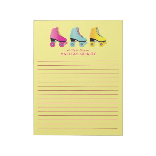 RollerSchaats Retro Skating Briefpapier Notitieblo Notitieblok (Gedraaid)