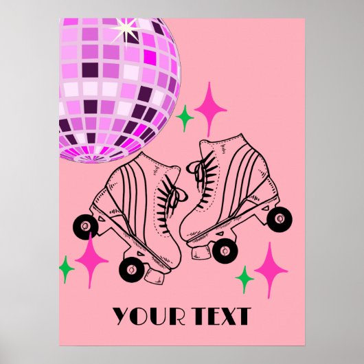 RollerSchaatsen Derby Skating roze Disco Ball Poster (Voorkant)