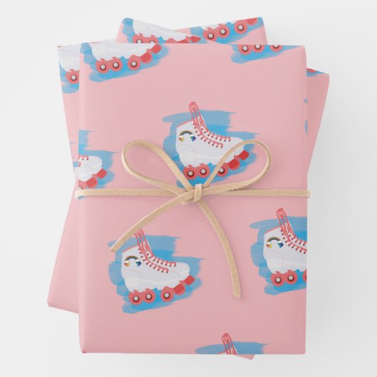 RollerSchaatsen met Waterverf Splash Inpakpapier Vel (In situ)