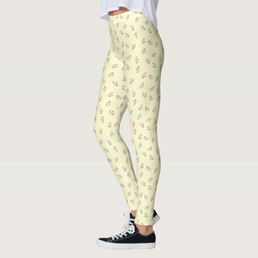 Rollerskate Bleek Yellow Outline Cartoon Pattern Leggings (Links)