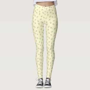 Rollerskate Bleek Yellow Outline Cartoon Pattern Leggings