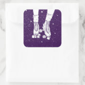 Rollerskatende ruimte universum scène. vierkante sticker (Tas)