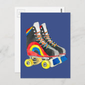 Rollerskates retro-tachtigheden briefkaart (Voorkant / Achterkant)