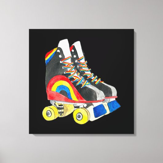 Rollerskates retro-tachtigheden canvas afdruk (Voorkant)