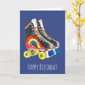 Rollerskates retro-tachtigheden kaart (Gele Bloem)