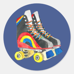 Rollerskates retro-tachtigheden ronde sticker