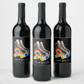 Rollerskates retro-tachtigheden wijn etiket (Flessen)