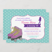 Rollerskating Birthday Party Schaats Munt Uitnodig Kaart (Voorkant / Achterkant)