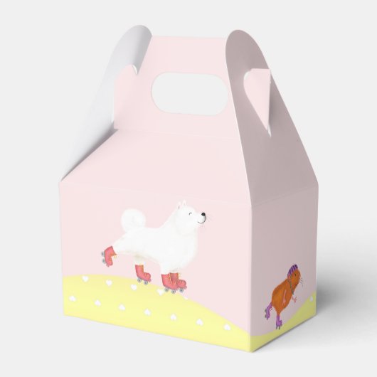 Rollerskating hond & cavia party gunst box bedankdoosjes (Achterkant)