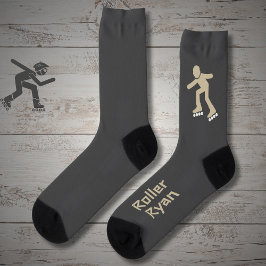 Rollerskating sand on gray with text sokken