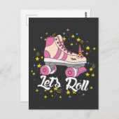 Rollerskating Unicorn Lover Let's Roll party Briefkaart (Voorkant / Achterkant)