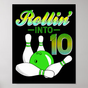 Rollin In 10 Bowling Lovers 10e Verjaardagsfeest Poster
