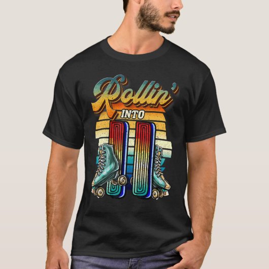 Rollin' in 11 Roller Skating Rink 11th Birthday T-shirt (Voorkant)