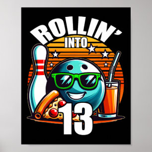 Rollin In 13 Bowling Verjaardagsfeest 13e Verjaard Poster