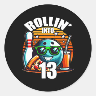 Rollin In 13 Bowling Verjaardagsfeest 13e Verjaard Ronde Sticker