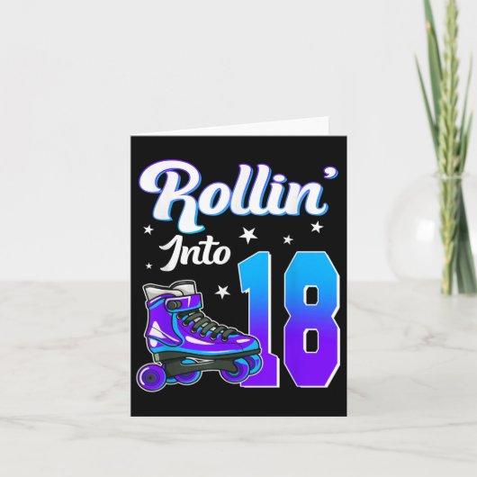 Rollin In 18 Rolschaatsen Thema Verjaardag 18e Kaart (Voorkant)