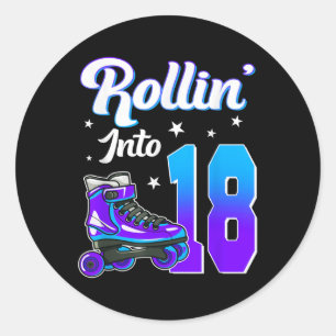 Rollin In 18 Rolschaatsen Thema Verjaardag 18e Ronde Sticker