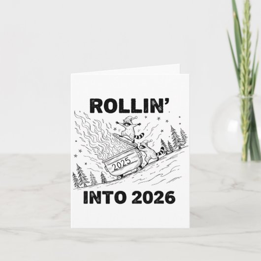 Rollin' In 2026 Vuilnisbak Vuur Nieuwjaar Feest Pr Kaart (Voorkant)