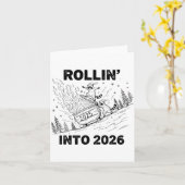 Rollin' In 2026 Vuilnisbak Vuur Nieuwjaar Feest Pr Kaart (Gele Bloem)