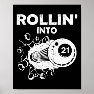 Rollin in 21 biljart 21e verjaardag Flaming Bill Poster
