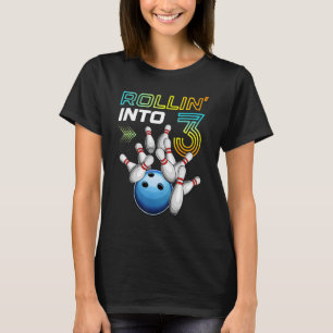 Rollin in 3 Retro Bowling Birthday Party 3rd Bir T-shirt