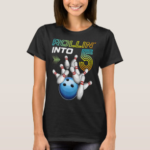 Rollin in 5 Retro Bowling Birthday Party 5th Bir T-shirt