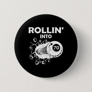 Rollin In 70 Biljart 70e Verjaardag Flaming Bil Ronde Button 5,7 Cm