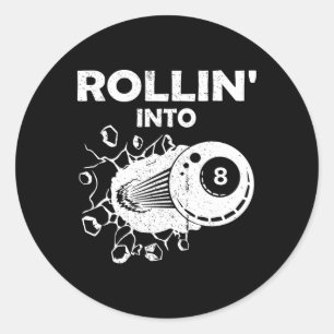 Rollin In 8 Biljart 8e Verjaardag Vlammende Billi Ronde Sticker
