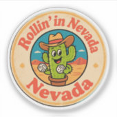 Rollin’ in Nevada_ Cactus met Dice Artwork Sticker (Voorkant)
